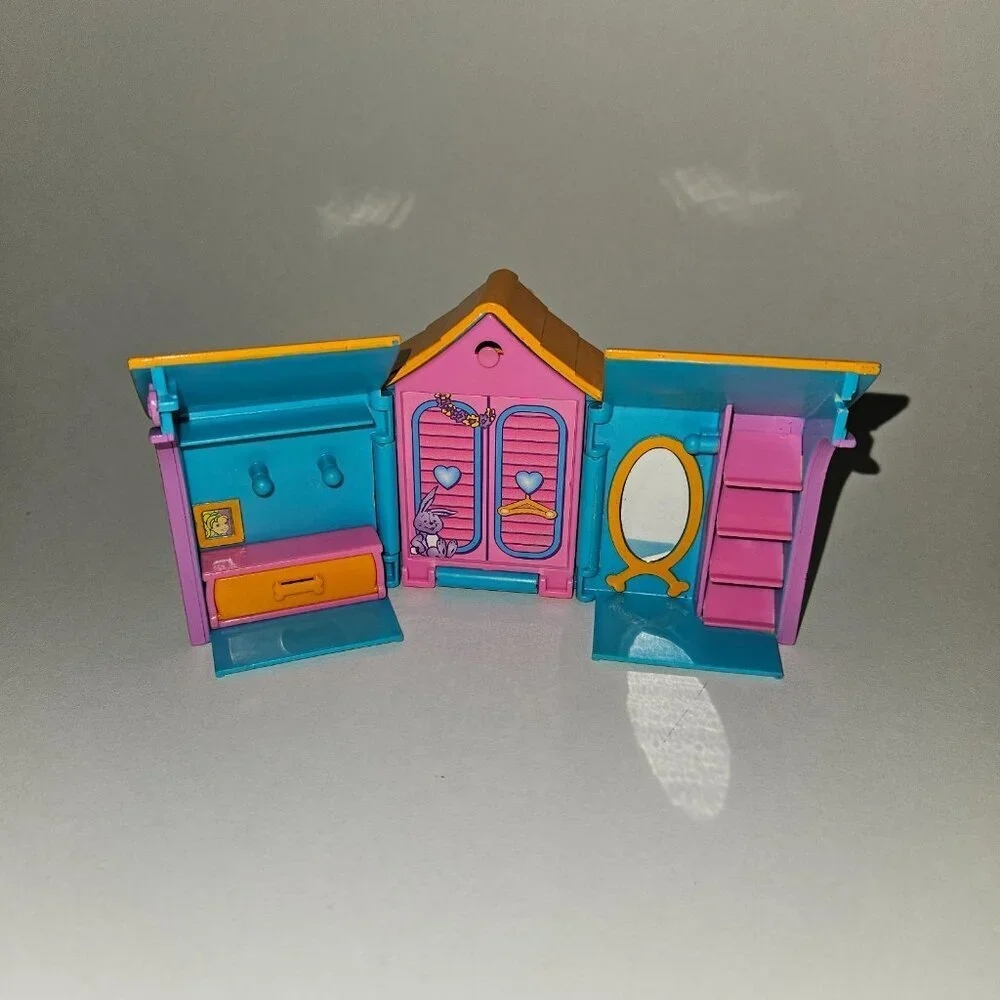 Polly Pocket Pet Pals Folding Dog House Origin 2001 Toy Food Bowl Basket READ